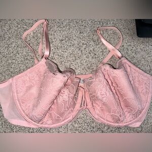 Vintage Victorias Secret 38D Pushup Without Padding Bra Pink Lace